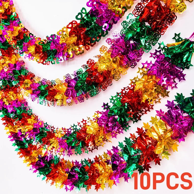 Colorful Christmas Tree Tinsel Garland Ribbon Bar Shiny Tops Christmas Tree Hanging Ornaments Wedding Party Decoration