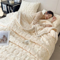 2024 New Tafu Velvet Love Pattern Embossed Napping Blanket Soft, Comfortable, Warm AB Side Single Double Person Blankets Quilt