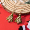 Fashion Christmas Tree Zircon Crystal Star Silver Color Earrings Stud Dangle Xmas Jewelry Women Party Gift