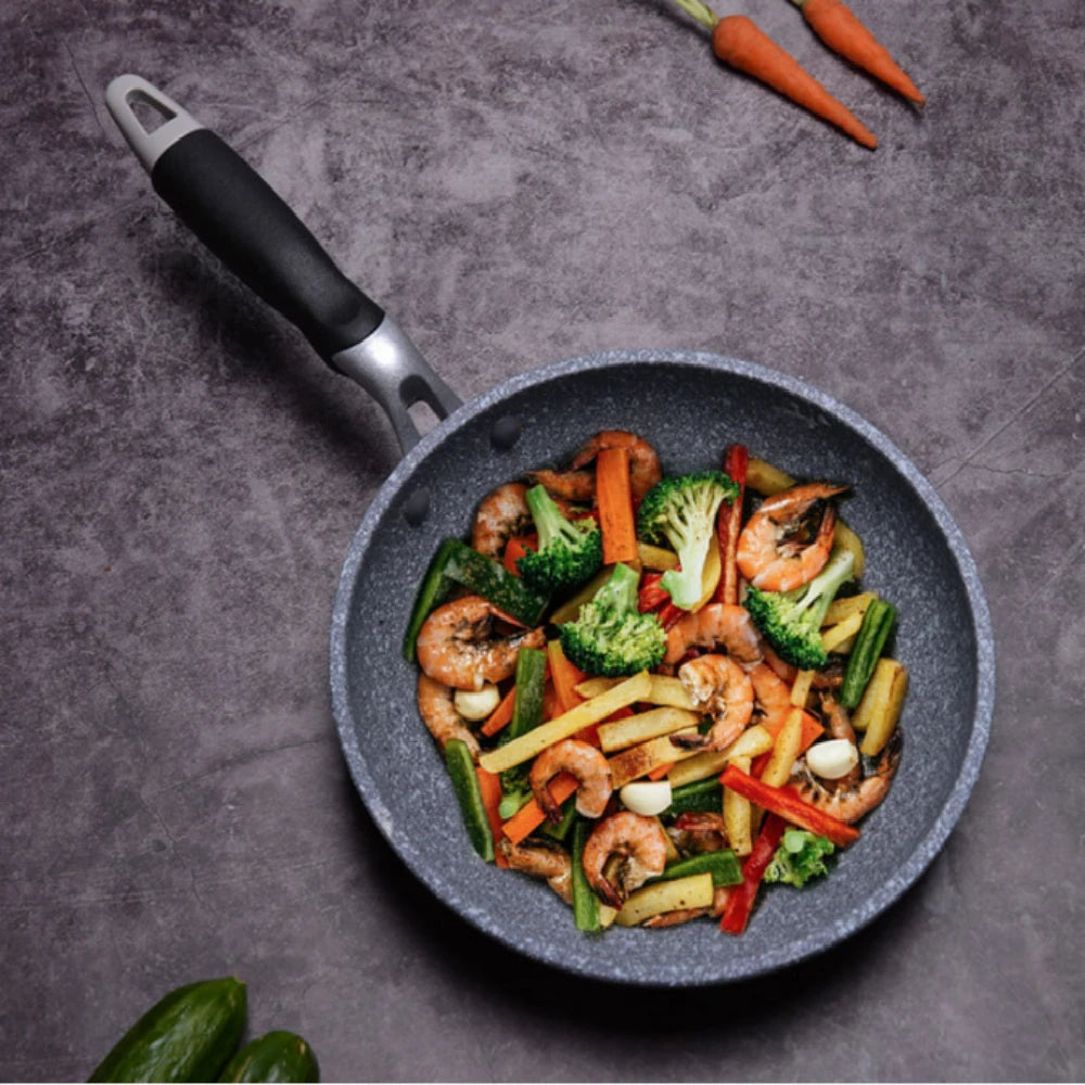 Durable Stone Frying Wok Pan Non-Stick Ceramic Pot Induction Fryer Steak Cooking Gas Stove Skillet Cookware Tool for Kitchen Set