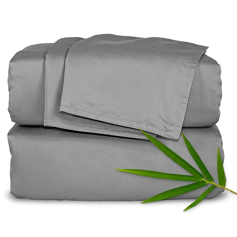 Bedding Set 100% Organic Bamboo Bed Sheet Set Luxury Cooling Fitted Sheet Flat Sheet Pillowcase Silky Soft Bedsheet Wrinkle Free