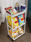 Household Multi-Layer Small Cart Storage Rack Floor to Floor Kitchen Bedroom Bathroom Storage Rack Storage Rack with Wheels