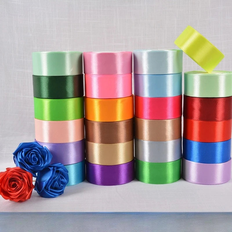 6/10/15/20/25/40/50Mm 25Yards/Roll Satin Ribbons for Wedding Christmas Party Decoration Handmade DIY Bow Craft Card Gift Wrap