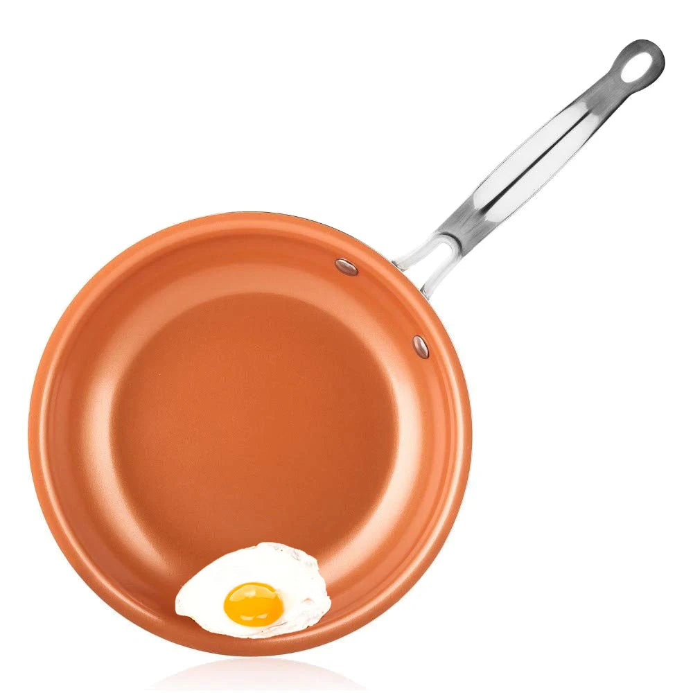 Frying Pan Nonstick 20 24 28Cm Frying Pan with Ceramic Titanium Coating round Copper Egg Pan Kitchen Cookware KC0459