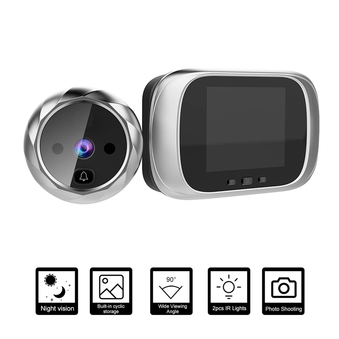 Digital Door Viewer Peephole Door Camera Doorbell 2.8-Inch Night Vision Photo Shooting Digital Door Monitoring for Home Security