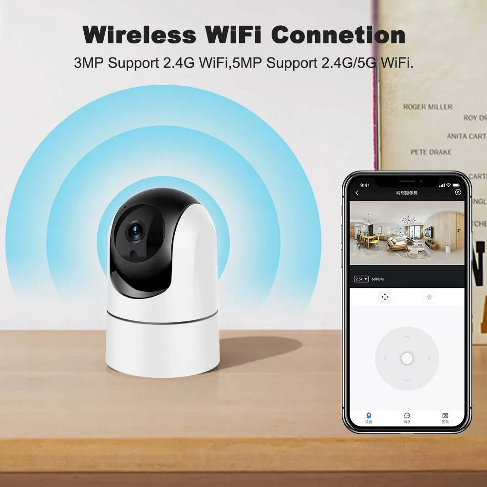 5G Wifi Baby Monitor 5MP Tuya IP Camera 1080P Security Protection Indoor Mini Video Surveillance Auto Tracking Smart Home Alexa