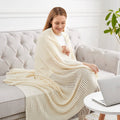 White Boho Throw Blankets Textured Big Knitted Blankets Chunky Vintage Luxury Throw Bedspread Blanket Cover Manta Para Sofá