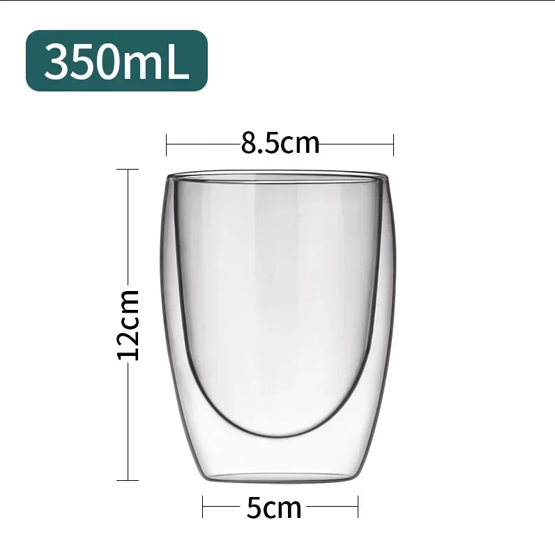 Double Bottom Wall Glass Coffee Cup Whiskey Tea Thermal Heat Resistant Cocktail Vodka Shot Wine Mug Drinkware Tumbler Set