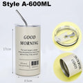 Coffee Cup Thermos 304 Stainless Steel Double -Layer Cooler Straw Cup Portable Reusable Ins Ice American Coffee Mug Water Bottle