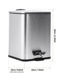 Stainless Steel Kitchen Garbage Can, Recycling or Waste Bin, Soft Close, Step-On Pedal, Removable Inner Bucket, Silver