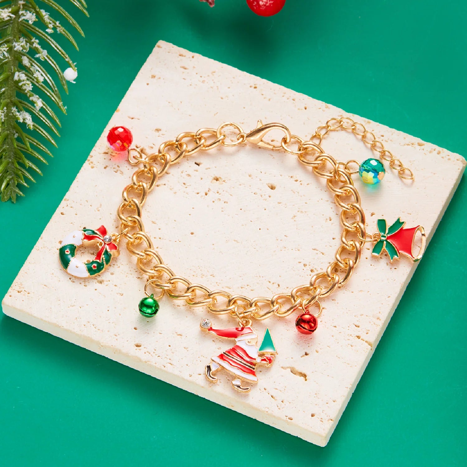 Fashion Christmas Chain Bracelet for Women Sweet Christmas Tree Snowflake Santa Claus Bell Bracelet Xmas Holiday Party Jewelry