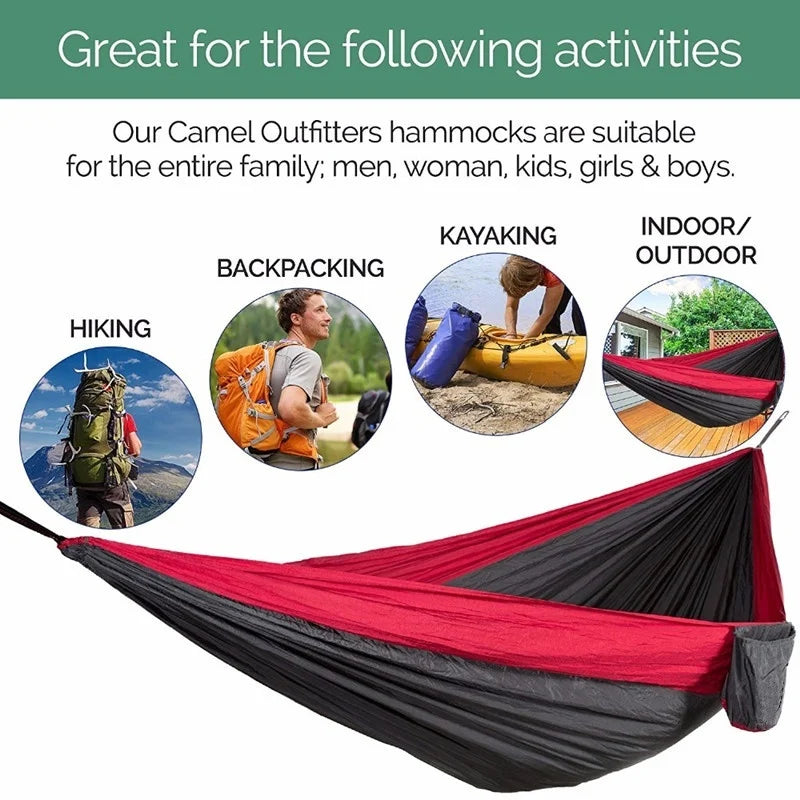 270X140Cm Portable Hammocks Nylon Color Parachute Fabric Single and Double Size Outdoor Camping Hiking Garden Hammock