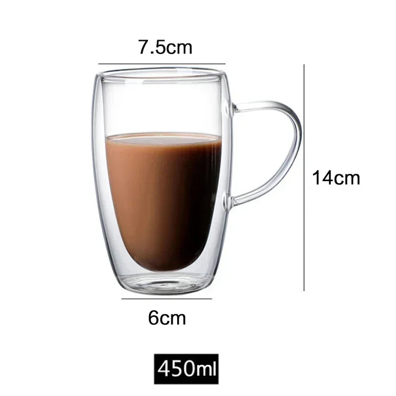 Double Bottom Wall Glass Coffee Cup Whiskey Tea Thermal Heat Resistant Cocktail Vodka Shot Wine Mug Drinkware Tumbler Set