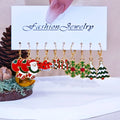 10/20/40Pcs New Christmas Set Cross Border Hot Selling Cartoon Dripping Oil Elk Santa Claus Christmas Tree Earrings for Women