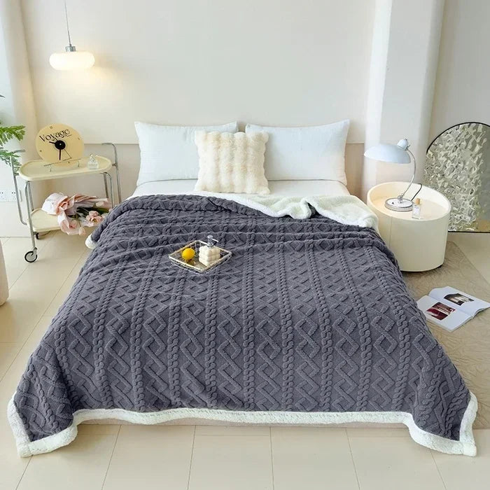 Soft Woolen Blanket for Bedding and Sofa, Warm Lamb Velvet Flannel Cover Blanket for Office, Air Conditioning and Nap