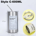 Coffee Cup Thermos 304 Stainless Steel Double -Layer Cooler Straw Cup Portable Reusable Ins Ice American Coffee Mug Water Bottle