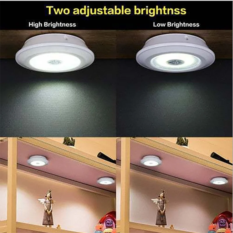 Smart Wireless Led Light Kitchen under Furniture Dimmable Lamps Bedroom Wardrobe Lighting round with Remote Control LED Lights