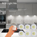 Smart Wireless Led Light Kitchen under Furniture Dimmable Lamps Bedroom Wardrobe Lighting round with Remote Control LED Lights