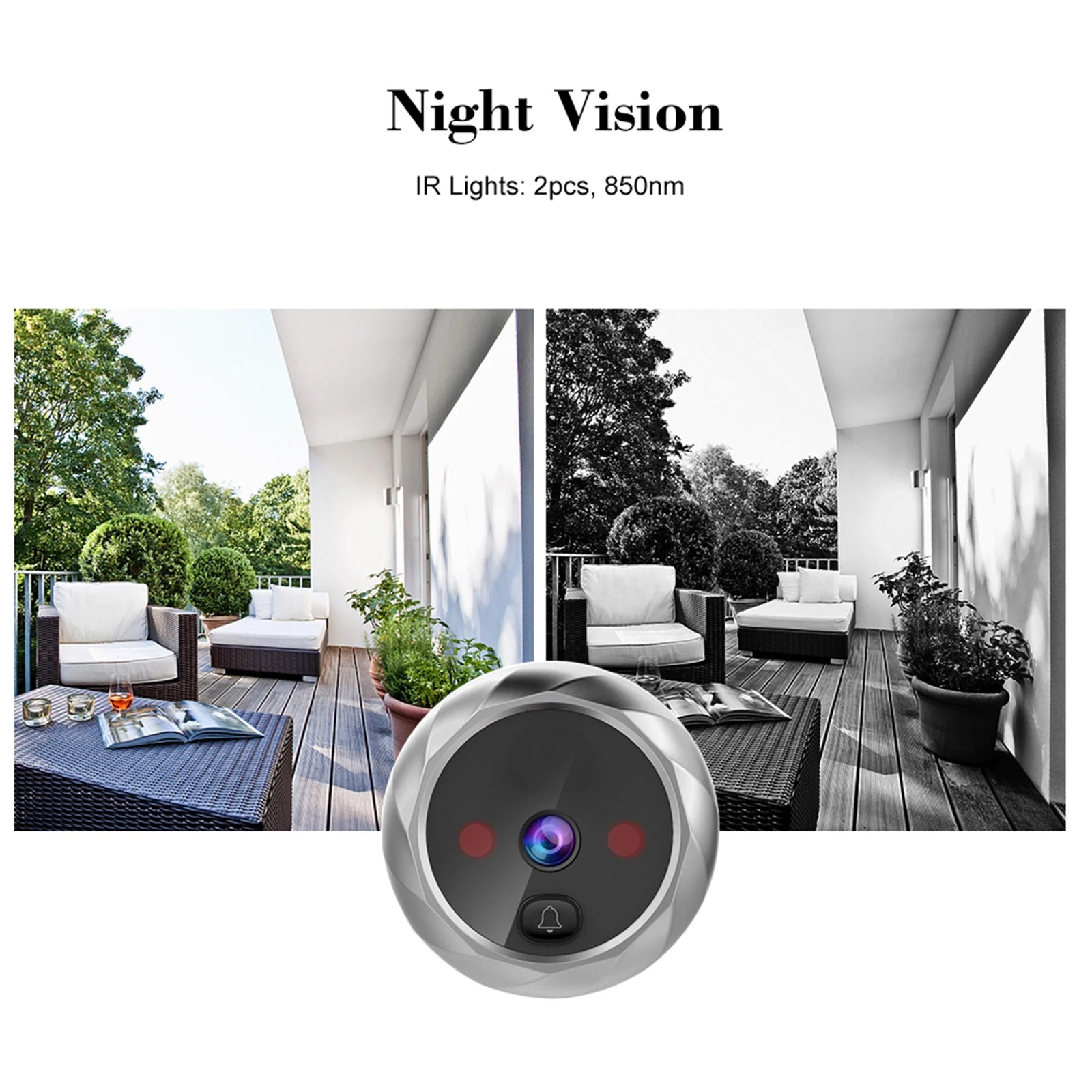 Digital Door Viewer Peephole Door Camera Doorbell 2.8-Inch Night Vision Photo Shooting Digital Door Monitoring for Home Security