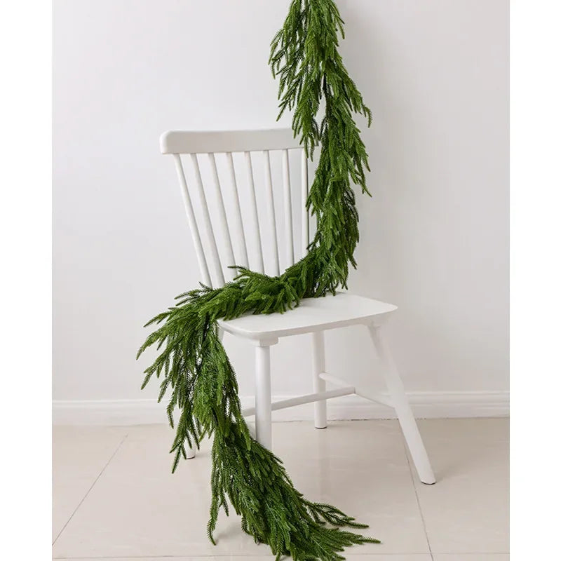 6/9 Ft Christmas Norfolk Pine Dense Garland Artificial Greenery Real Touch Garland for Holiday Mantle Fireplace Table Home Decor