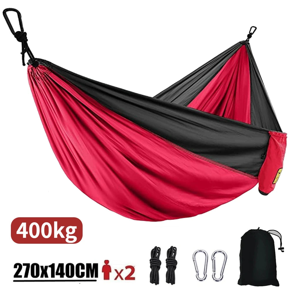 270X140Cm Portable Hammocks Nylon Color Parachute Fabric Single and Double Size Outdoor Camping Hiking Garden Hammock