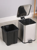 Stainless Steel Kitchen Garbage Can, Recycling or Waste Bin, Soft Close, Step-On Pedal, Removable Inner Bucket, Silver