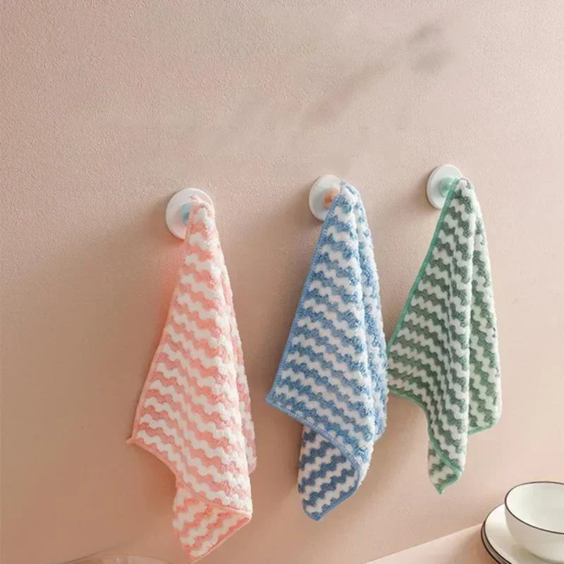 5/10Pcs Absorbent Coral Velvet Towel Kitchen Cleaning Cloths Dish Anti-Grease Wiping Rag Tableware Household Cleaning Towel