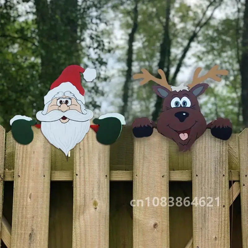 2024 New Year Santa Claus Fence Peeps Christmas Decoration Outdoor Holiday Occasion Home Garden Новы Decoration Navidad