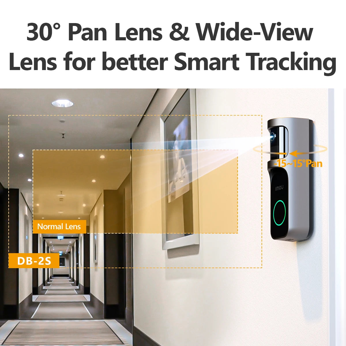 Video Doorbell 2S Set 5000Mah Rechargeable Battery 30°Pan Lens Human Detection Two-Way Talk Waterproof 100% Wire-Free Chime