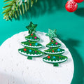 Fashion Christmas Tree Zircon Crystal Star Silver Color Earrings Stud Dangle Xmas Jewelry Women Party Gift