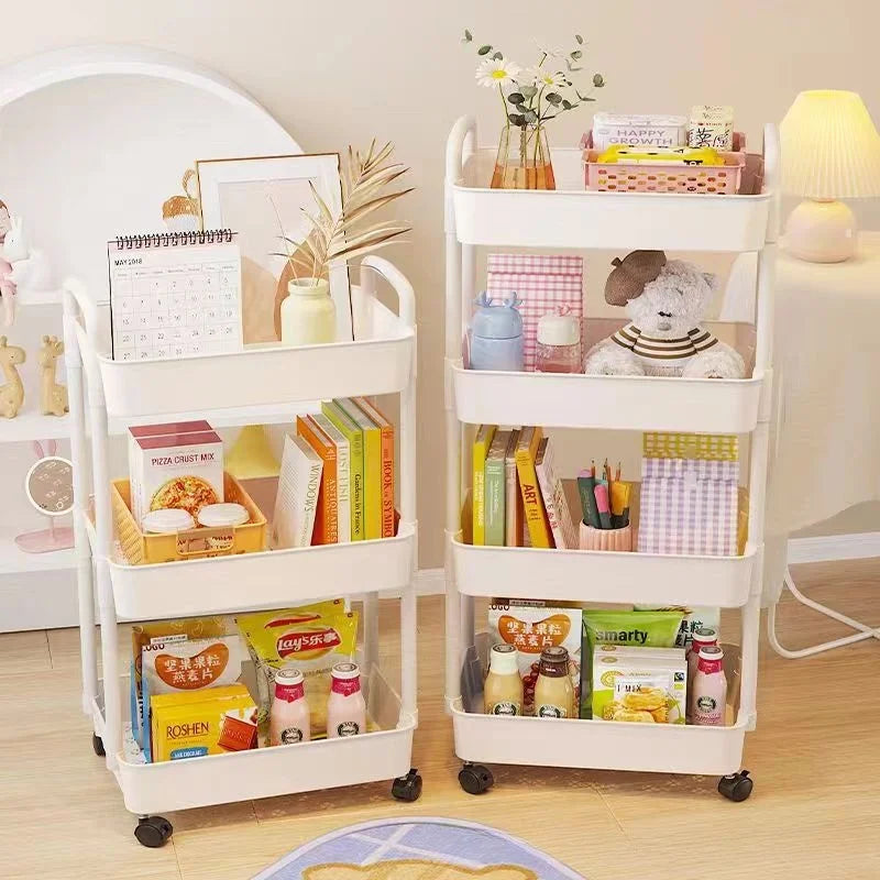 Mobile Storage Rack Trolley Bedroom Multi-Layer Storage Racks Organizer Household Kitchen Multifunctional Cart with Wheels Shelf