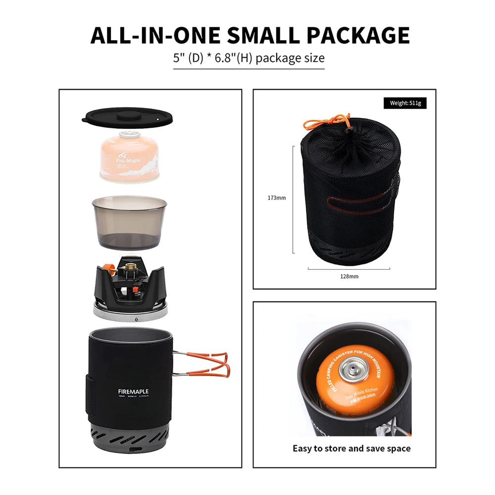 Fire Maple Star X1 Camping Stoves Outdoor Hiking Cooking System with Stove Heat Exchanger Pot Bowl Portable Gas Burners FMS-X1