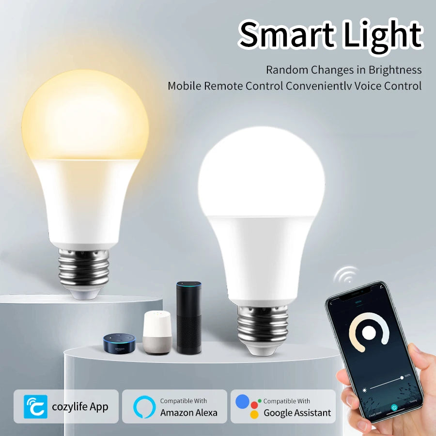 110V 220V E27 Wifi Smart LED Light Bulbs 20W 15W 12W LED Lamp Dimmable APP Vioce Control Support Alexa Google Home Home Lighting