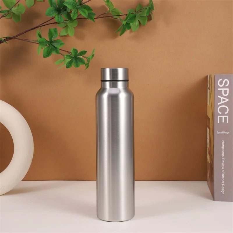 1000Ml Stainless Steel Sport Bottle Single-Layer Red Water Cup Metal Flask Drinkware Camping Sports Gym