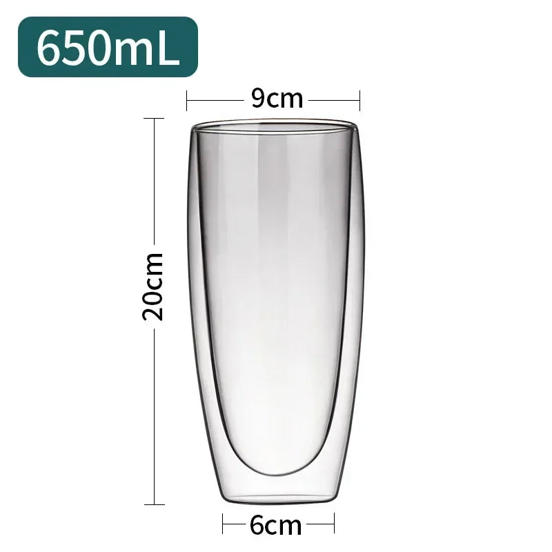 Double Bottom Wall Glass Coffee Cup Whiskey Tea Thermal Heat Resistant Cocktail Vodka Shot Wine Mug Drinkware Tumbler Set