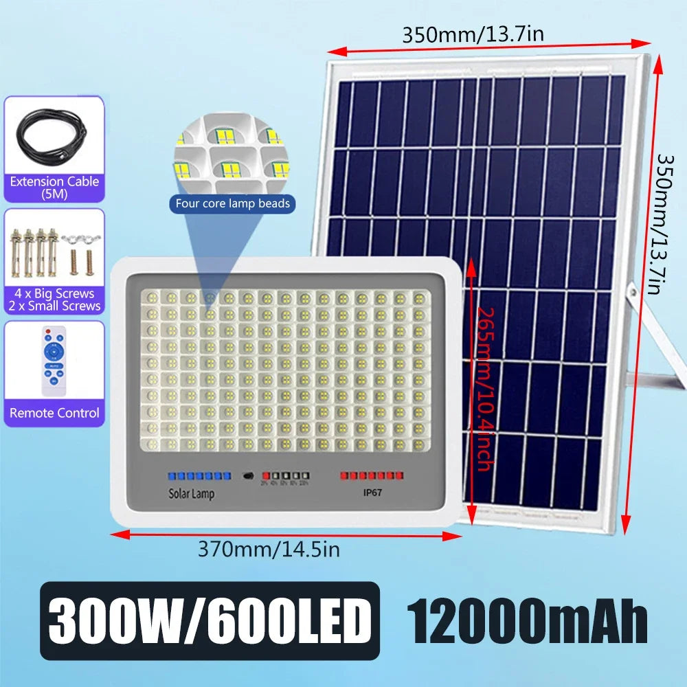 96/140/216/396/600LED High-Power LED Solar Lamp Outdoor Courtyard Induction Street Light Waterproof Floodlight Ultra Brightness