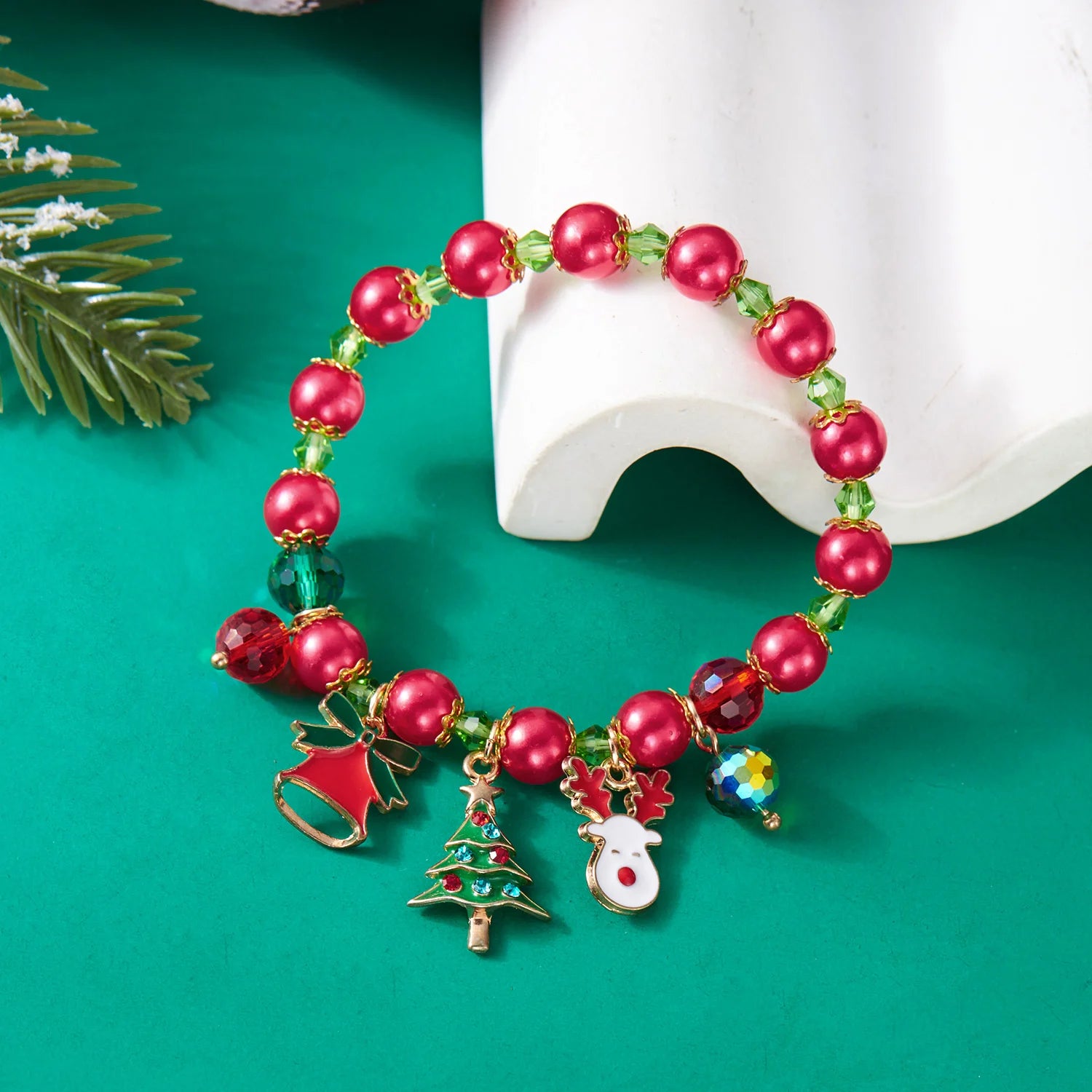 Fashion Christmas Chain Bracelet for Women Sweet Christmas Tree Snowflake Santa Claus Bell Bracelet Xmas Holiday Party Jewelry