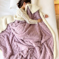 Super Soft Throw Blanket Premium Silky Flannel Fleece 3D Checkered Lightweight Bed Blanket All Season Use - Purple