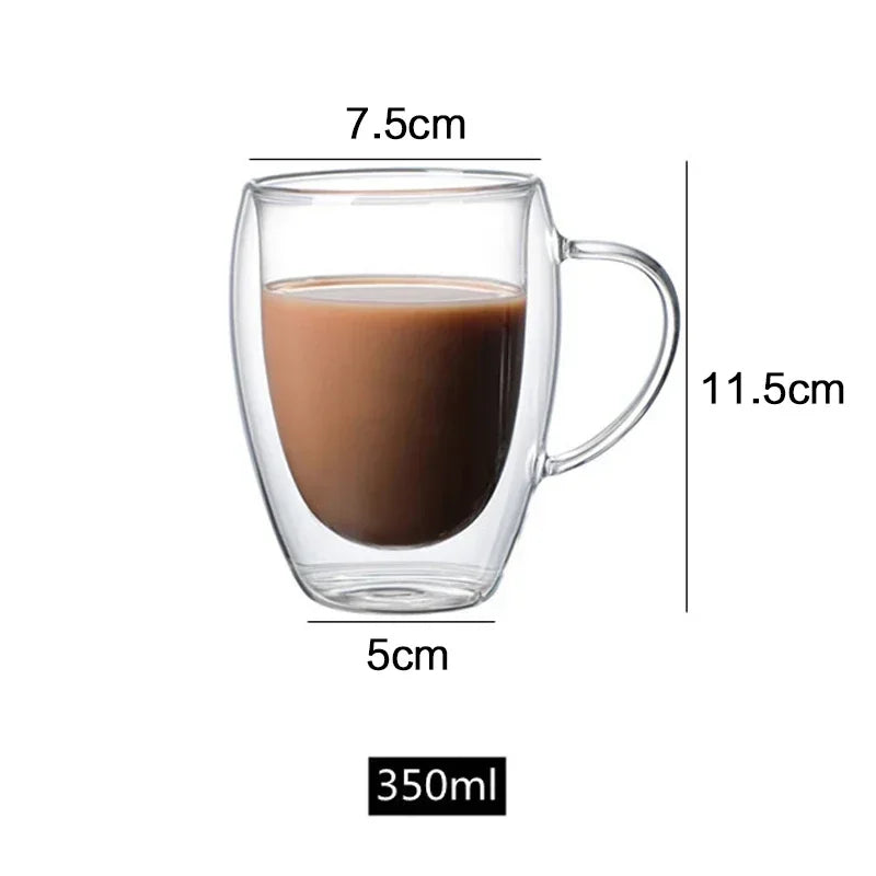 Double Bottom Wall Glass Coffee Cup Whiskey Tea Thermal Heat Resistant Cocktail Vodka Shot Wine Mug Drinkware Tumbler Set