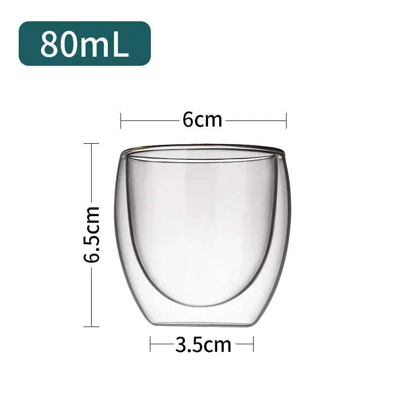 Double Bottom Wall Glass Coffee Cup Whiskey Tea Thermal Heat Resistant Cocktail Vodka Shot Wine Mug Drinkware Tumbler Set