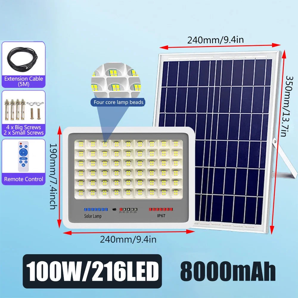 96/140/216/396/600LED High-Power LED Solar Lamp Outdoor Courtyard Induction Street Light Waterproof Floodlight Ultra Brightness