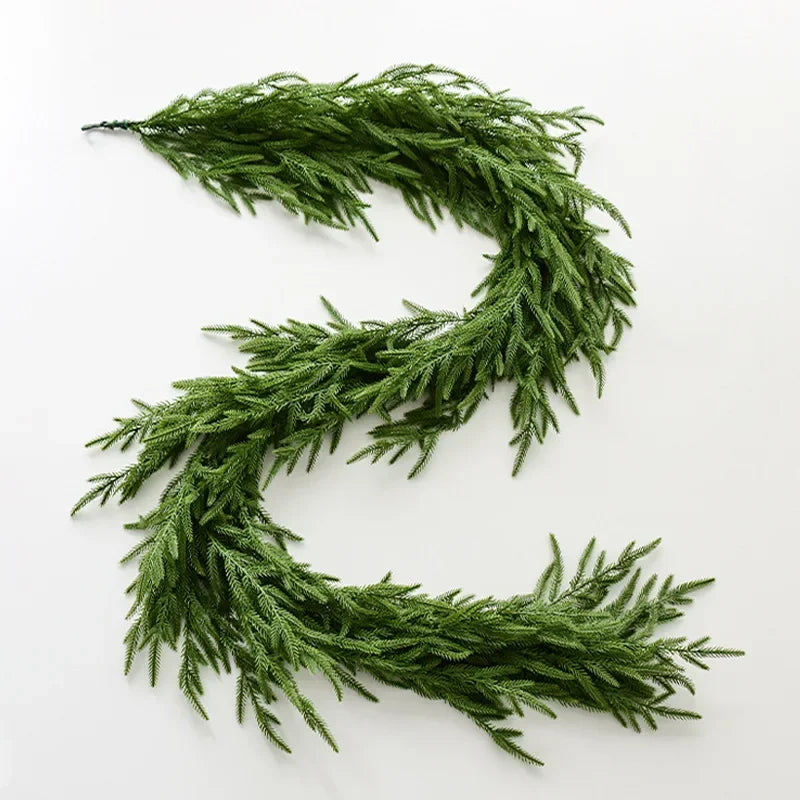 6/9 Ft Christmas Norfolk Pine Dense Garland Artificial Greenery Real Touch Garland for Holiday Mantle Fireplace Table Home Decor