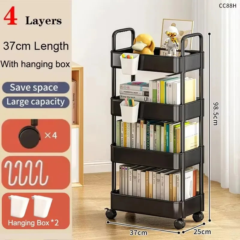 Mobile Storage Rack Trolley Bedroom Multi-Layer Storage Racks Organizer Household Kitchen Multifunctional Cart with Wheels Shelf