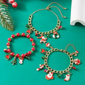 Fashion Christmas Chain Bracelet for Women Sweet Christmas Tree Snowflake Santa Claus Bell Bracelet Xmas Holiday Party Jewelry