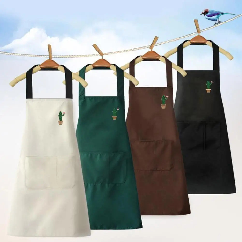 Kitchen Oil Resistant Aprons Cute Cartoon Korean Style Home Oil-Proof Women Cactus Rainbow Men Waterproof Kitchen Apron R3D5