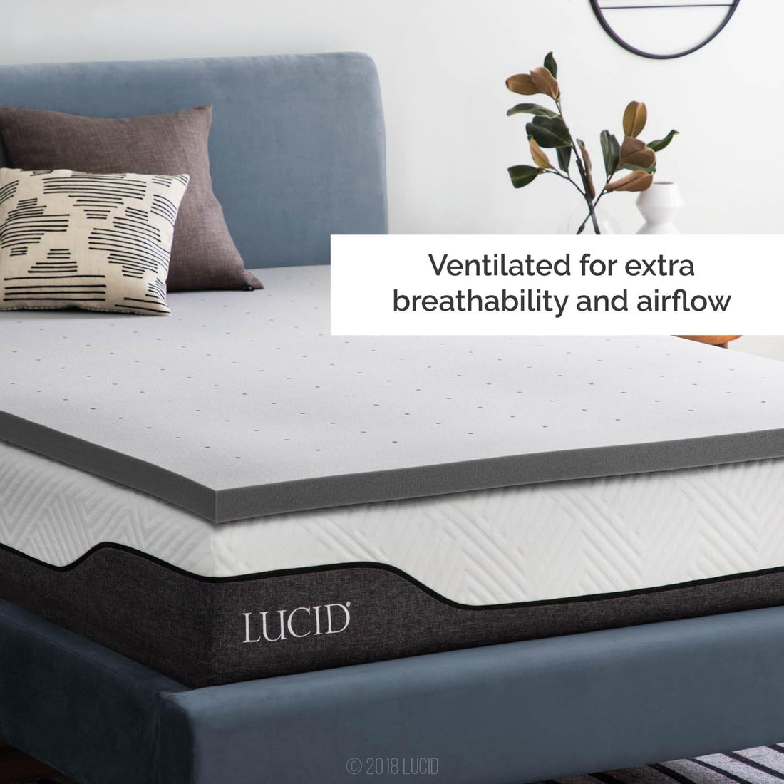 2 Inch Mattress Topper Twin – Memory Foam – Bamboo Charcoal Infusion – Cooling Ventilation – Hypoallergenic – Certipur Certified Foam