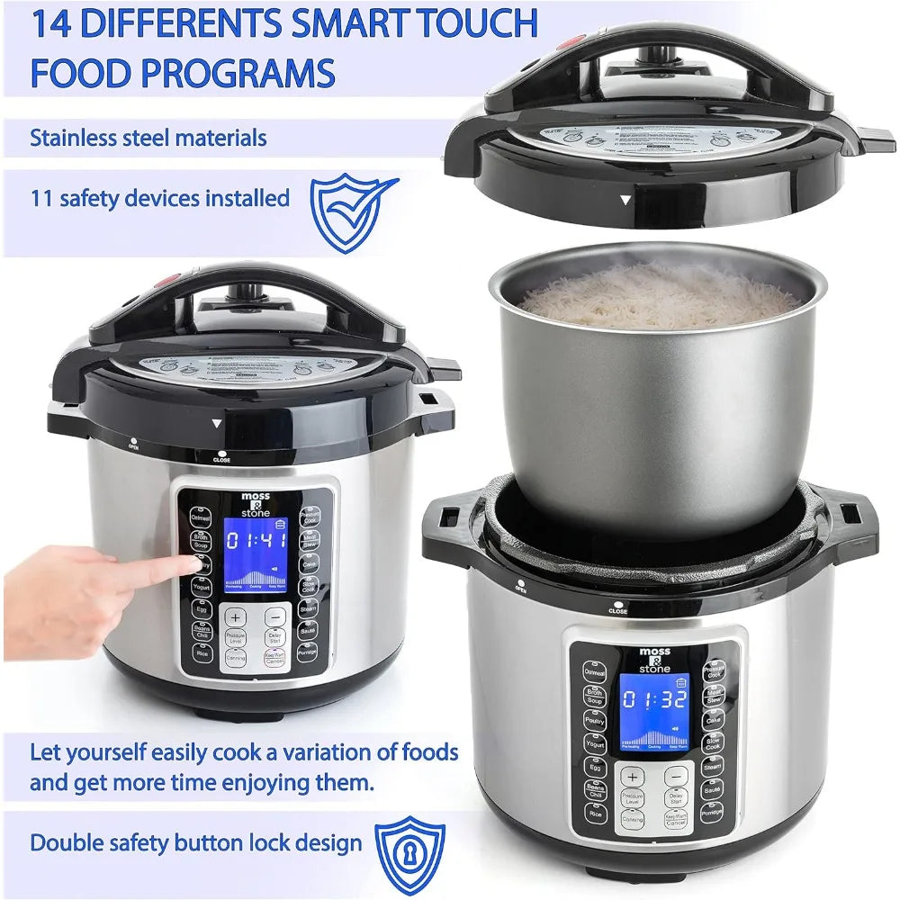 Electric Pressure Cooker with Large LCD Display, Multi-Use 6 Quart Electric Pot, 14 in 1 Slow Cooker, Rice Cooker