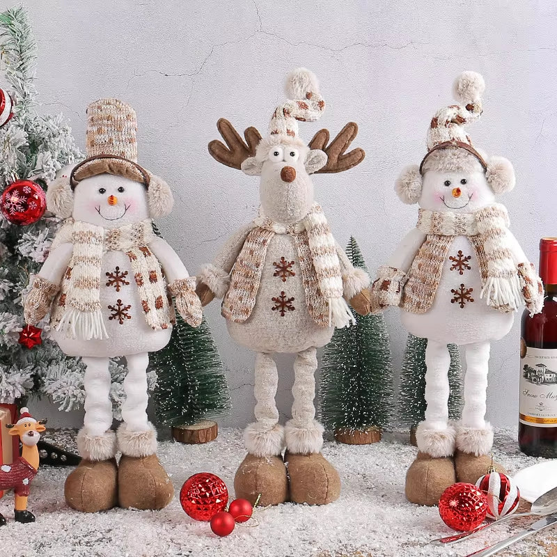 Christmas Snowman Telescopic Doll New Knitted Elk Doll Window Scene Christmas Decoration Merry Christma Gift Happy New Year 202