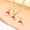 Fashion Christmas Necklace Earrings Jewelry Set for Women Christmas Tree Hat Deer Necklace Girls Party Festival Jewelry Gifts