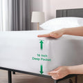 Queen Bed Sheets Set, 4 Piece Upgraded & Certified Sheets, Hotel Luxury Bedding Sheets & Pillowcases, Extra Soft & Wrinkle Free Sheets Cover, Deep Pocket Queen Sheets up to 16 Inch, Queen, White